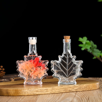 150ml 100ml Voyage Commodité Mini Feuille D'érable Whisky Pot D'alcool Petite Glucose Sirop Verre Bouteille Vide avec Couvercle En Aluminium