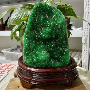 Cristales Decorativos de Drusa Verde Hechos a Mano al por Mayor, Cristales de Reiki para Sanación, Decoración del Hogar y Oficina - Product Image 4