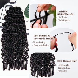 <span class=keywords><strong>Capelli</strong></span> Umani 100% Pre-Separati Miracle Knots Feather Crochet, Non Trattati, Ricci Birmani Pre-Loopati - Product Image 2