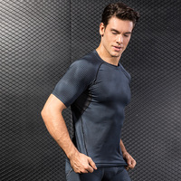 Vente en gros de vêtements de compression d'été à manches courtes pour hommes pour entraînement par couche de base vêtements de sport pour la course à pied