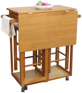 Combohome mutfak ada market arabası katlanır yemek sepeti tekerlekler kat masa ve <span class=keywords><strong>2</strong></span> kare tabureler ile sandalye seti - Product Image 3