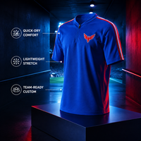 Maillot de sport personnalisé sublimé, séchage rapide, respirant, bleu et rouge, uniforme d'équipe de gaming avec logo, nom et numéro, vente en gros