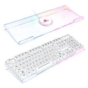 Acryl Computer Toetsenbord Houder Rgb Led Compact Toetsenbord Lade Clear Toetsenbord Riser Ergonomisch Typen Voor Home Office