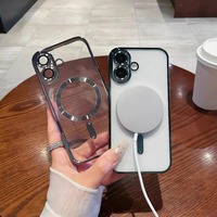 Coque de téléphone transparente à placage magnétique pour iPhone 17 Pro Max, 17, 16, 15, 14, 13, 12 Pro, 17 Air, avec protection de l'appareil photo et compatible charge sans fil