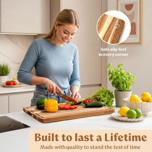 Talenan Kayu Akasia XL Custom, Tahan Lama, Ramah Pisau, Ukuran Besar, dengan Alur Penampung Air untuk Dapur - Product Image 4