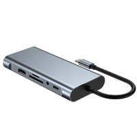 Station d'accueil 11 en 1, adaptateur Hub Type C avec 4K HDTV/VGA/USB C PD/USB3.0&2.0/RJ45 Ethernet/lecteur de carte SD/TF/AUX 3,5 mm