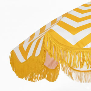 Sombrilla de Playa Resistente con Flecos, Rayas Amarillas y Blancas, Protección UV, para Jardín, Cafetería, Terraza, Inclinable - Product Image 2