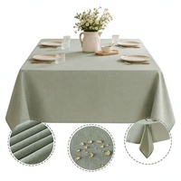 Nappe rectangulaire moderne en lin personnalisable, imperméable, résistante aux taches et aux plis, couleur unie, tissu décoratif pour