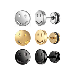 <span class=keywords><strong>Orecchini</strong></span> a perno impermeabili in acciaio chirurgico 316L PVD oro, stile Y2K, con faccina sorridente, <span class=keywords><strong>per</strong></span> piercing alla cartilagine e al <span class=keywords><strong>trago</strong></span>, gioielli singoli <span class=keywords><strong>per</strong></span> <span class=keywords><strong>uomo</strong></span> e donna - Product Image 3