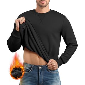 FOXA <b>Mens</b> Cotton Sherpa Lined Sweatshirt Long Sleeve Crewneck Fleece <b>Pullover</b> Fall Winter Casual Wear - Product Image 2