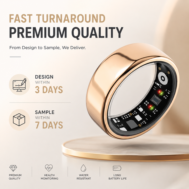OEM Intelligent Waterproof Finger Smart Ring with Sleep Tracker and APP Control Function Fitness Tracker Health Smart Ring