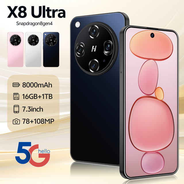 7.3 Inch 8000mah 12gb+512gb Smart Phone Cell Phone Global Version Mobile Phones X8 ultra
