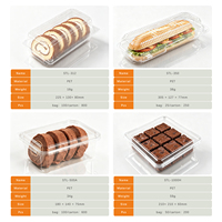Transparante PET clamshell verpakking voor bakkerij, sandwiches, croissants, sushi, supermarkt presentatie, groothandel, op maat gemaakte OEM