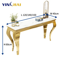 Table console moderne en métal doré de style nordique avec plateau en marbre pour salon, entrée et couloir - Meuble multifonctionnel et durable