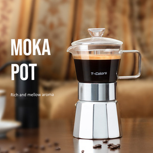 Moka in vetro italiano concentrato birra in alluminio ottagonale caffettiera per uso domestico Set caffettiera - Product Image 1
