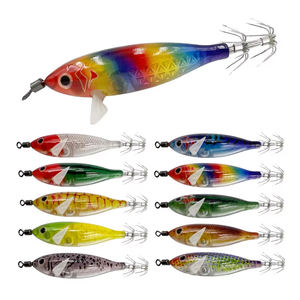 Simulation Lumineux En Bois Crevettes Leurres Plomb Crevettes Appâts Jigs Crochet Calmar Crochet Mer Pêche Pieuvre Calmar Leurre - Product Image 1