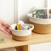 Panier de rangement pour la maison Panier de rangement tissé à la main en corde de coton pour le rangement d'articles divers Livres et clés