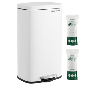 <span class=keywords><strong>Cubo</strong></span> de <span class=keywords><strong>Basura</strong></span> con Pedal de Acero Inoxidable Portátil <span class=keywords><strong>SONGMICS</strong></span> de 30L, Blanco, Ecológico, Duradero, para Uso en Interiores y Exteriores, para Baño y Cocina - Product Image 1