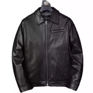 Giacca Casual in Pelle di Capra di Alta Qualità per <span class=keywords><strong>Uomo</strong></span>, Stile Bomber Personalizzato, Produzione OEM con MOQ Basso - Product Image 4