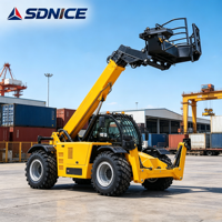 Chariot télescopique de 18 m avec attache rapide, godet, fourches, déplaceur latéral et options de grue, machine multifonctionnelle