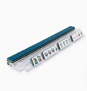 Set di Mahjong e <span class=keywords><strong>Scacchi</strong></span> Portatile di Lusso a 4 Livelli in Stile Americano per Bambini, 160 Tessere Blu Navy, Design Pieghevole in Plastica - Product Image 3