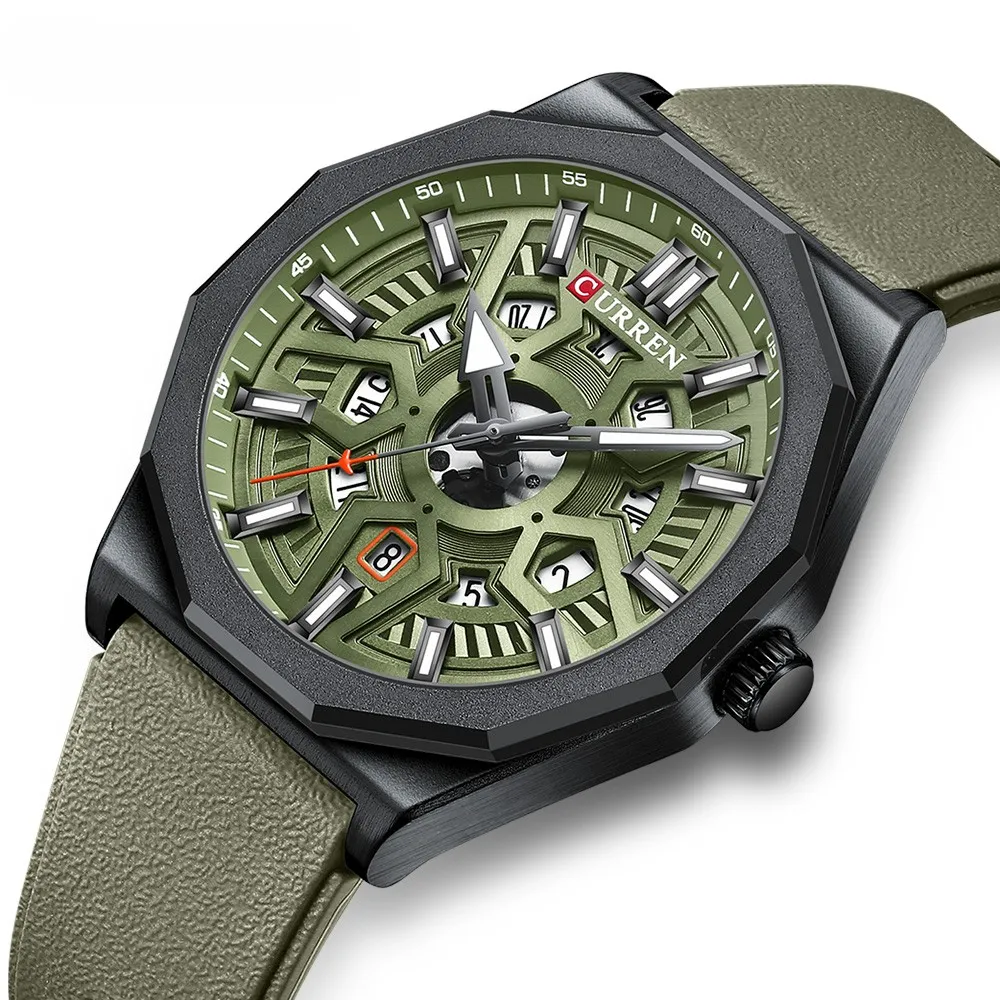 2024メンズクォーツ時計用の新しい8437時計ステンレススチールバンド発光腕時計男性卸売時計手首高級