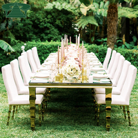 Tables de réception de mariage en acier inoxydable doré pour hôtel, restaurant et événements extérieurs – Mobilier d'hôtel moderne et luxueux