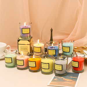 Bougies parfumées en cire végétale dans un bocal en verre transparent, sans fumée, parfum d'ambiance pour la maison, cadeaux créatifs pour mariage, anniversaire, souvenirs. - Product Image 1