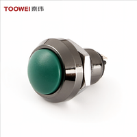 Sakelar Tekan TOOWEI Factory ON OFF 12mm Logam Hitam Mengkilap Normal Terbuka Momentary Tahan Air Ip67