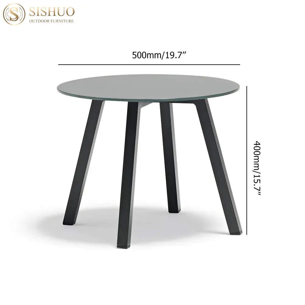 Foshan Factory Customized Bistro Patio Hotel Aluminum Black Round Outdoor Patio Coffee Table