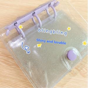 <span class=keywords><strong>Agenda</strong></span> de 100 hojas de PVC de estilo coreano A5/A6, diseño de hojas sueltas con purpurina, libreta de direcciones escolar con cremallera Simple, cuadernos espirales ordinarios - Product Image 3