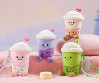 Porte-clés en peluche Hug-Me Série Tasses de Thé au Lait, Mignonne Poupée de Dessin Animé, Cadeau pour Garçons et Filles, 13cm, Rembourrage en Coton PP, pour Sacs à Dos