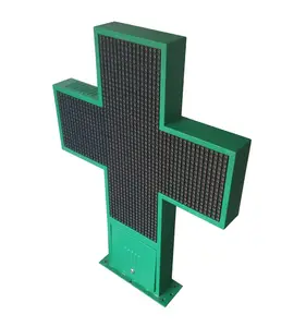High quality outdoor high brightness double side waterproof full color LED cross sign P25 for pharmacy store