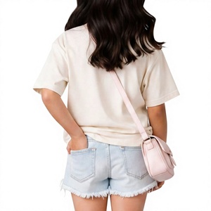 T-shirt confortable avec grand nœud en dentelle brodé noir, col rond, haut décontracté pour enfants, nouvelle édition - Product Image 3