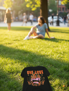 T-Shirt Flaming Lips One Love Nera a Maniche Corte, Leggera, Estiva, Unisex, in Cotone 180g, Design Stampato, Collo Tondo, Lavabile in Lavatrice - Product Image 2