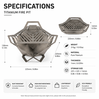 Réchaud de camping pliable en titane, léger, à bois, pour la cuisson en plein air, la randonnée et le camping
