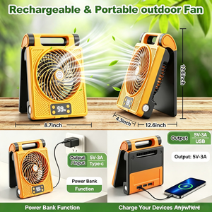 Favourite Army Green Desk Rechargeable Desktop <b>Fan</b> Camping <b>Fan</b> <b>Metal</b> Desk <b>Fan</b> - Product Image 2