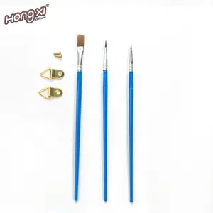 OEM Children's Digital Oil Painting Set Of 3 Brushes Blue Plastic Rod Nylon Tip Hook Line Pen Acrylic Paint Flat Head Pen