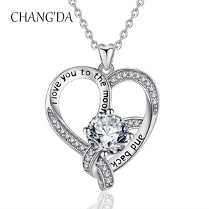 925 de plata esterlina brillante amor símbolo corazón <span class=keywords><strong>te</strong></span> amo COLLAR COLGANTE - Product Image 1