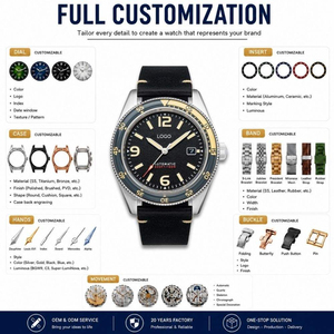 Montre de plongée mécanique pour homme en acier inoxydable 316L à remontage automatique avec bracelet personnalisé OEM et lunette rotative en saphir - Product Image 3