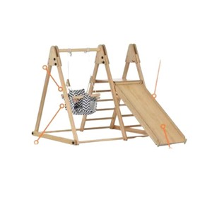 Wooden Indoor Climbing <b>Frame</b> Foldable With <b>Swing</b> For Children 4-6 Years Old Unisex Play Structure - Product Image 2