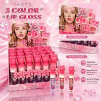 OAUMD Gloss à lèvres dégradé 3 couleurs avec breloque nœud, hydratant, effet brillant cerise, non collant, 3 teintes avec boîte de présentation
