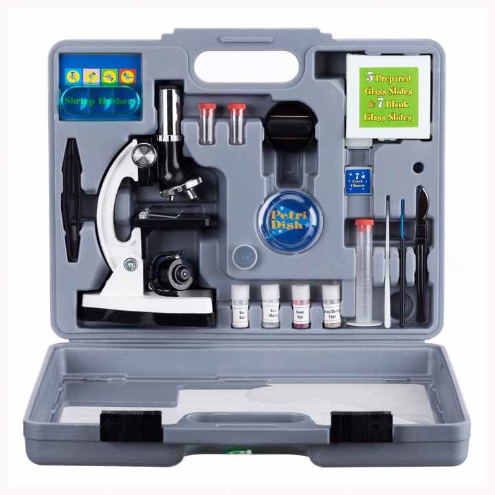 52-Pcs Beginner Microscope STEM Kit for Kids 120X-1200X Biological ...