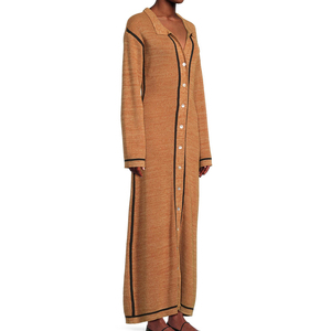 Abito Camicia Lungo in Maglia con Bordi a Contrasto per Donna, Stile Chic Casual per Uscite Quotidiane, Personalizzabile e Vendita all'Ingrosso - Product Image 3