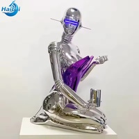 Lampe sur pied moderne en fibre de verre, sculpture d'art en métal, statue de corps entier, design de luxe pour hôtel et décoration intérieure