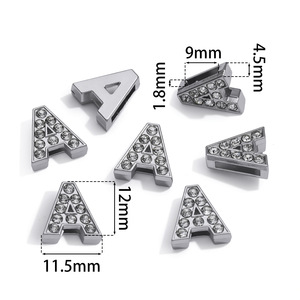 Abalorios de Letras de la A a la Z DIY con Cristales para Llaveros, Abalorios de Números del 0 al 9 de 8.5MM de Ancho con Pedrería para Cinturones y Cadenas de Teléfono Móvil DIY - Product Image 6