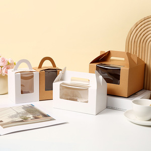 Boîte à gâteau en <span class=keywords><strong>carton</strong></span> kraft personnalisée avec logo imprimé, emballage <span class=keywords><strong>alimentaire</strong></span> en gros, boîte à lunch pour burger avec poignée imprimée - Product Image 2