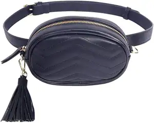 Belt Bag Beige Fanny Pack For Women Fashion Waist Bag Leather Belt Bum Bag With Tassel