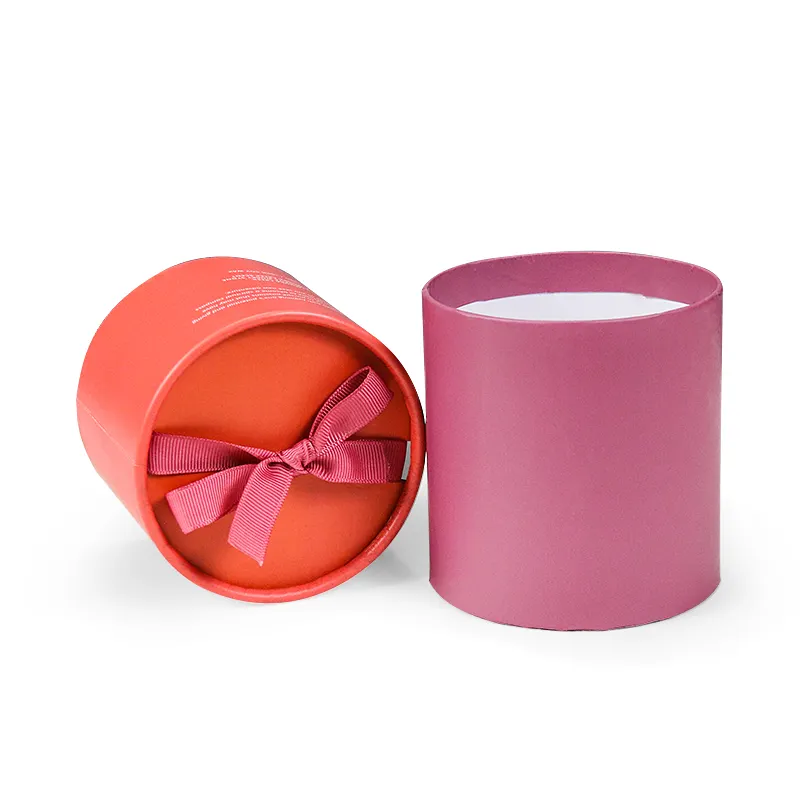 Cilindro superior fita design combinado com laranja e papel rosa embalagem do logotipo personalizado