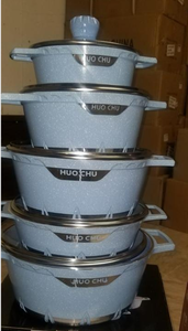 Juego de 10 piezas de cazuela de aluminio fundido, juego de utensilios de cocina antiadherentes de granito - Product Image 2